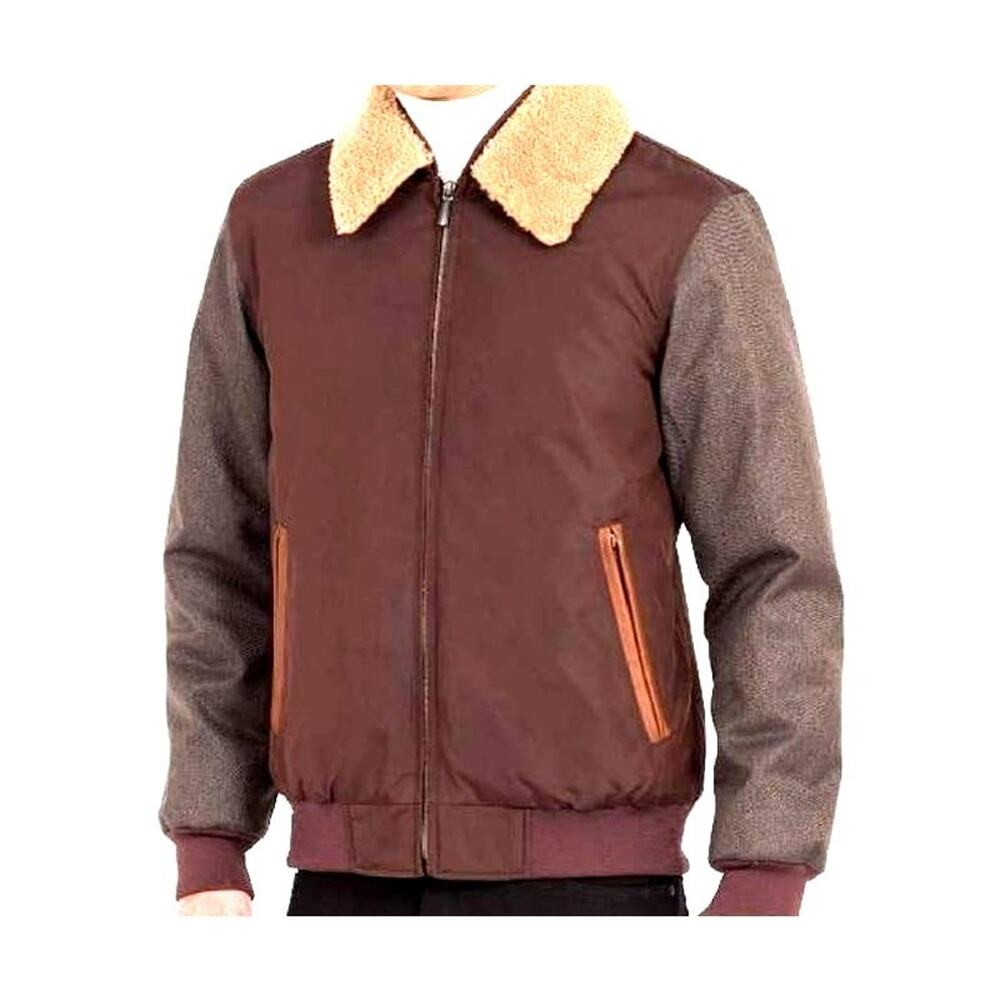 RainForest Jacket Brown NEW Size M Waxed Nylon Faux Shearling Removable Collar